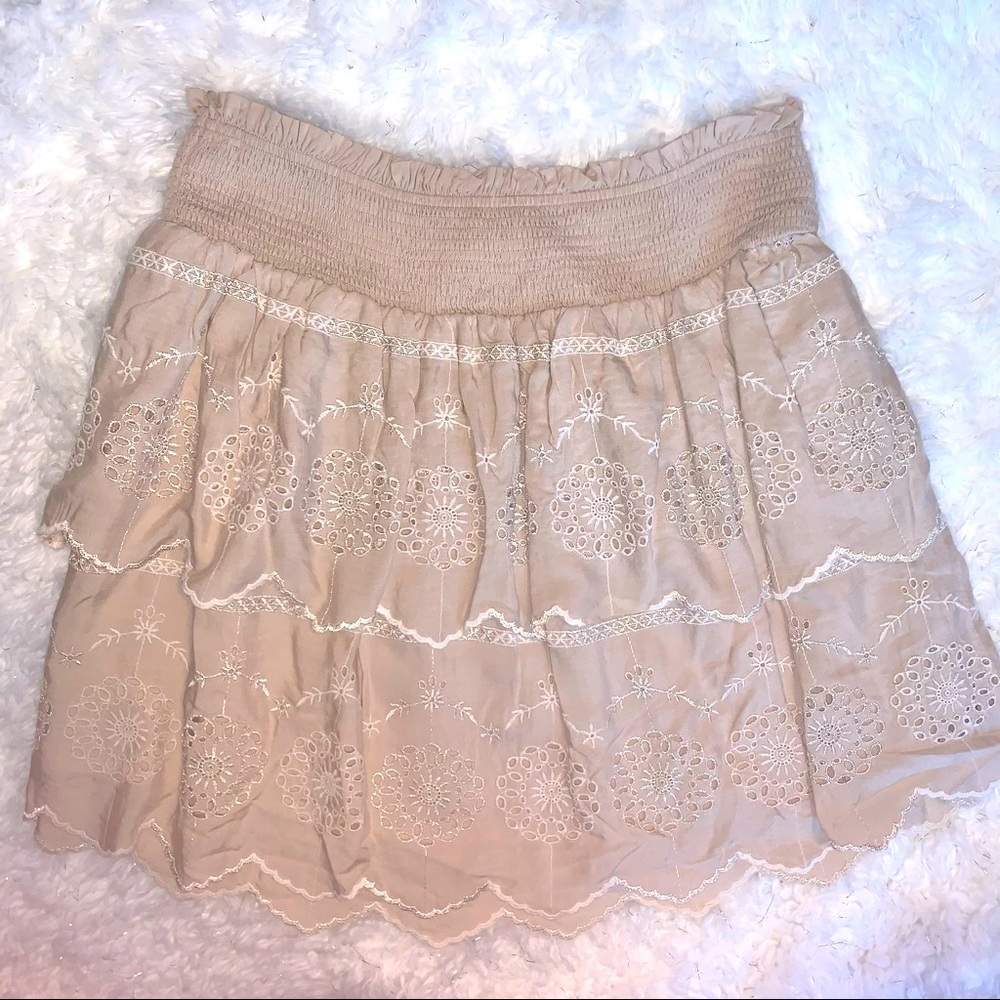 Anthropologie/Free The Roses embroidered skirt